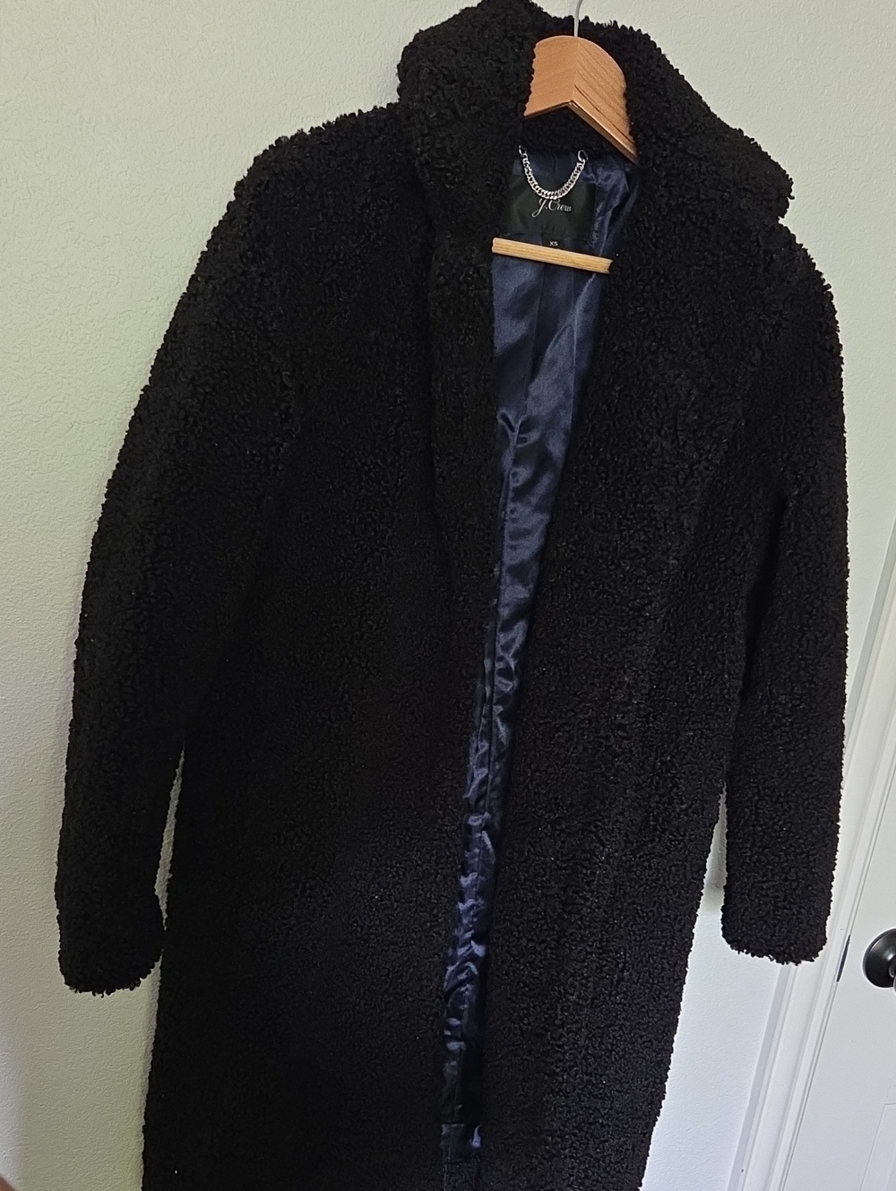 J. Crew Black Teddy Coat with Satin Lining